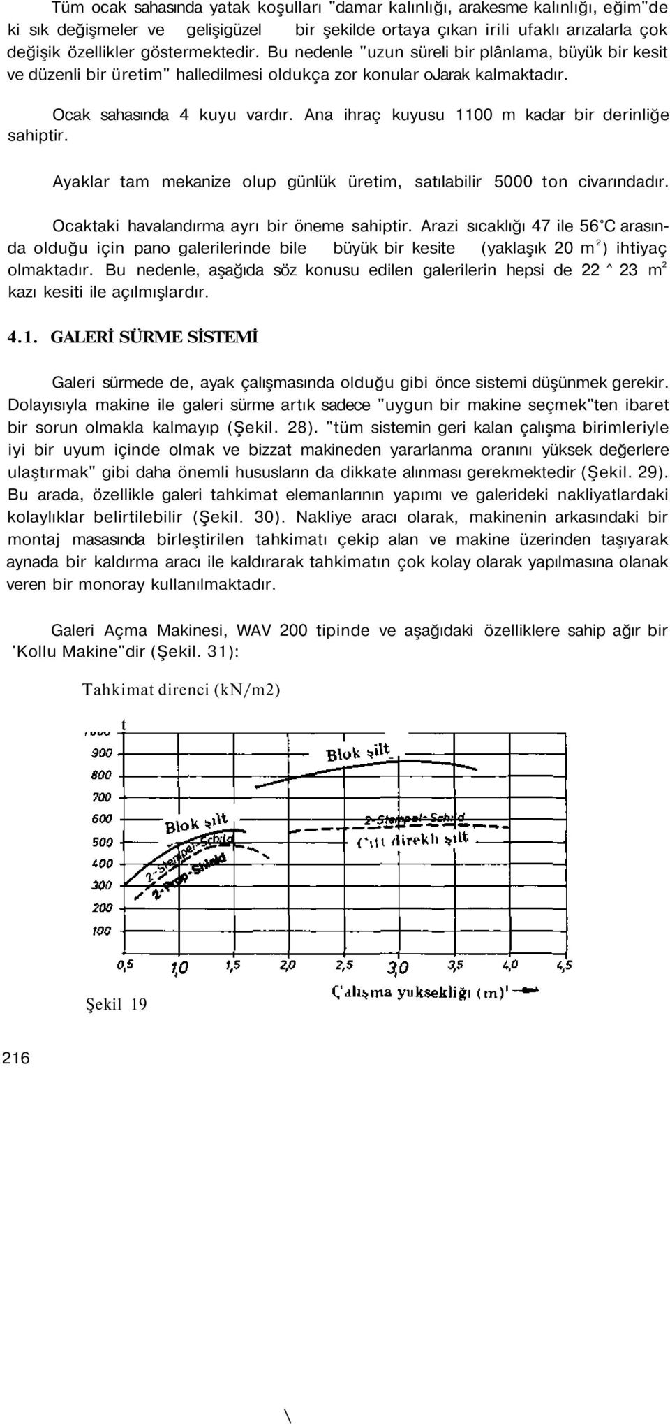 Ana ihraç kuyusu 1100 m kadar bir derinliğe sahiptir. Ayaklar tam mekanize olup günlük üretim, satılabilir 5000 ton civarındadır. Ocaktaki havalandırma ayrı bir öneme sahiptir.