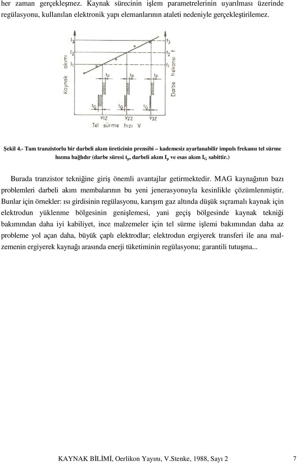 ) Burada tranzistor tekniğine giriş önemli avantajlar getirmektedir. MAG kaynağının bazı problemleri darbeli akım membalarının bu yeni jenerasyonuyla kesinlikle çözümlenmiştir.