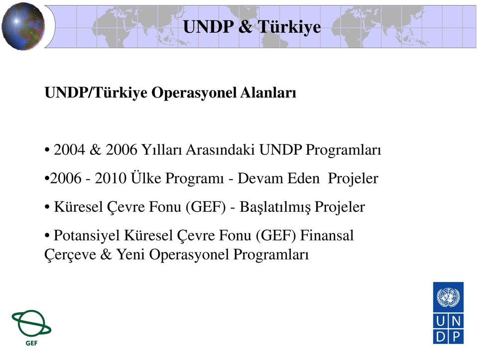 Projeler Küresel Çevre Fonu (GEF) - Başlatılmış Projeler Potansiyel