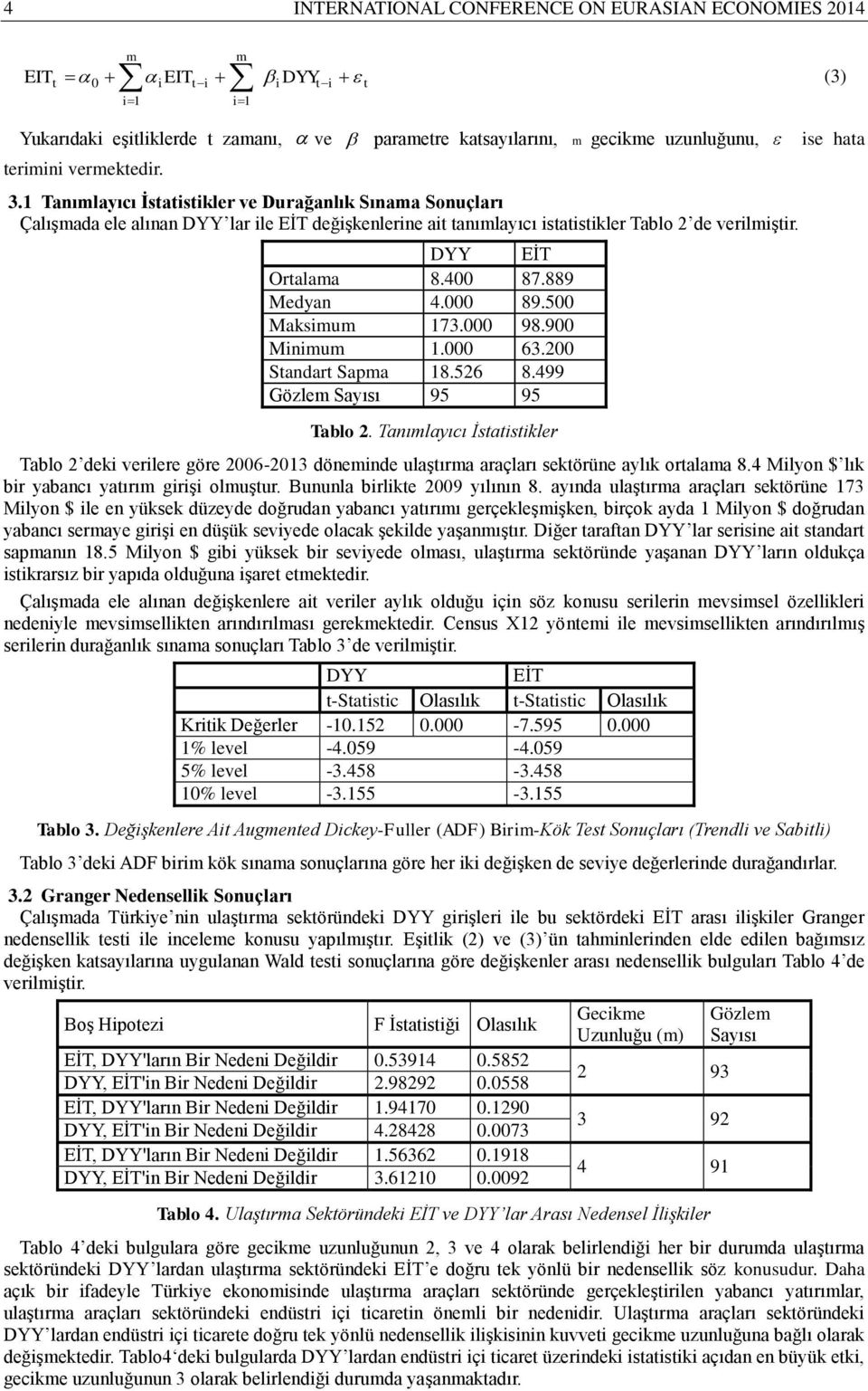 000 98.900 Mnu 1.000 63.200 Sandar Sapa 18.526 8.499 Gözle Sayısı 95 95 Tablo 2. Tanılayıcı İsaskler Tablo 2 dek verlere göre 2006-2013 dönende ulaşıra araçları sekörüne aylık oralaa 8.