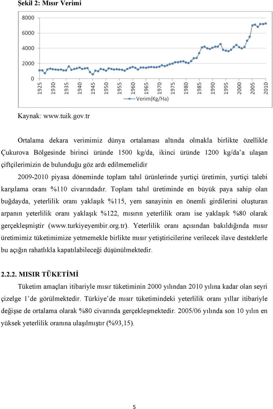 edilmemelidir 2009-2010 piyasa döneminde toplam tahıl ürünlerinde yurtiçi üretimin, yurtiçi talebi karşılama oranı %110 civarındadır.