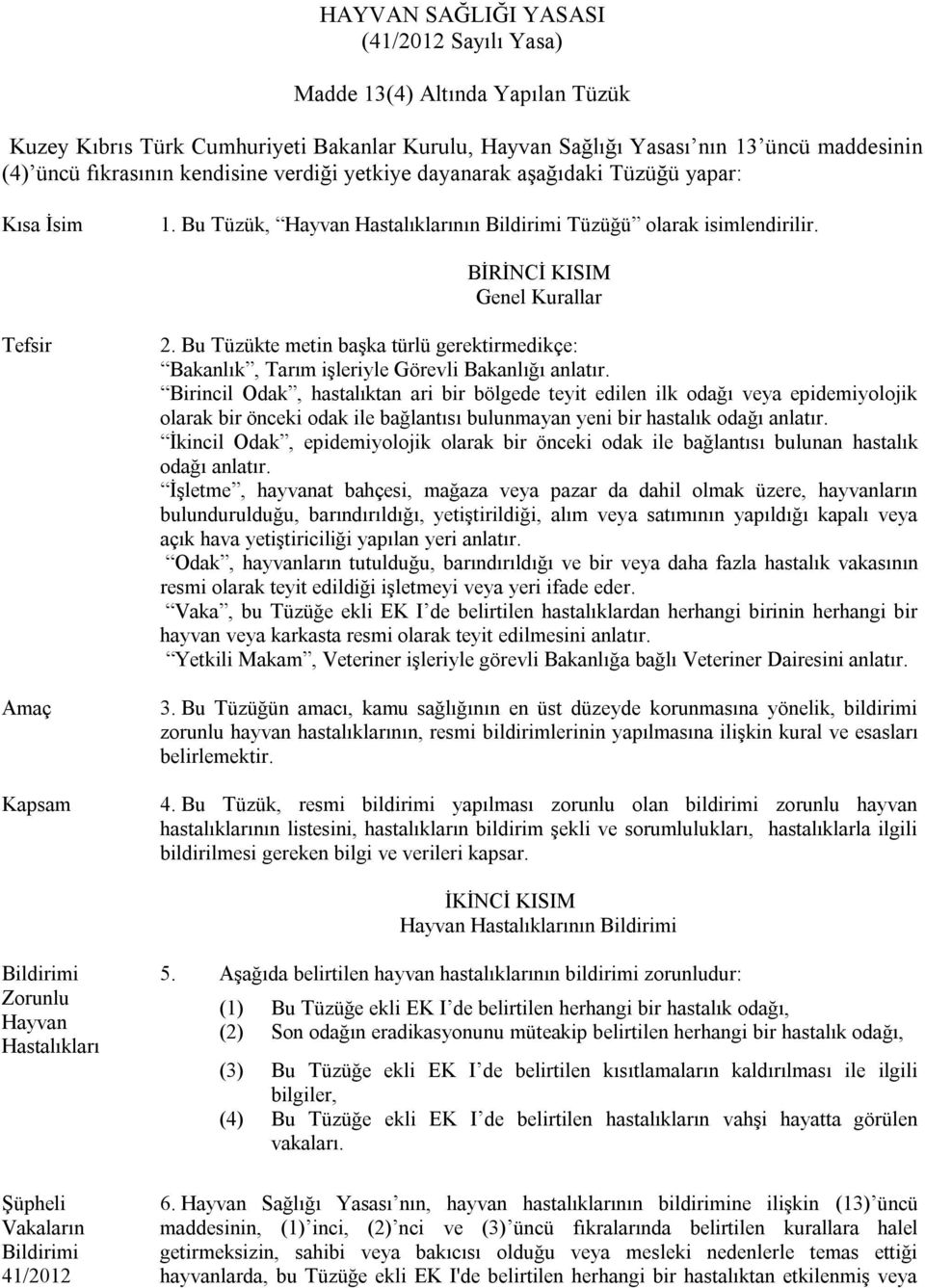 Bu Tüzükte metin başka türlü gerektirmedikçe: Bakanlık, Tarım işleriyle Görevli Bakanlığı anlatır.