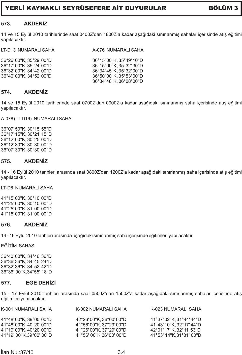 30''D 36 34' 45''K, 35 32' 00''D 36 50' 00''K, 35 53' 00''D 36 34' 48''K, 36 08' 00''D 574.