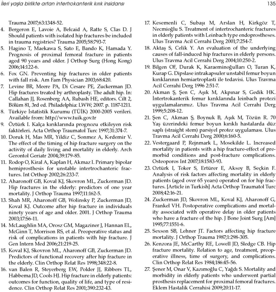 Prognosis of proximal femoral fracture in patients aged 90 years and older. J Orthop Surg (Hong Kong) 2006;14:122-6. 6. Fox GN. Preventing hip fractures in older patients with fall risk.