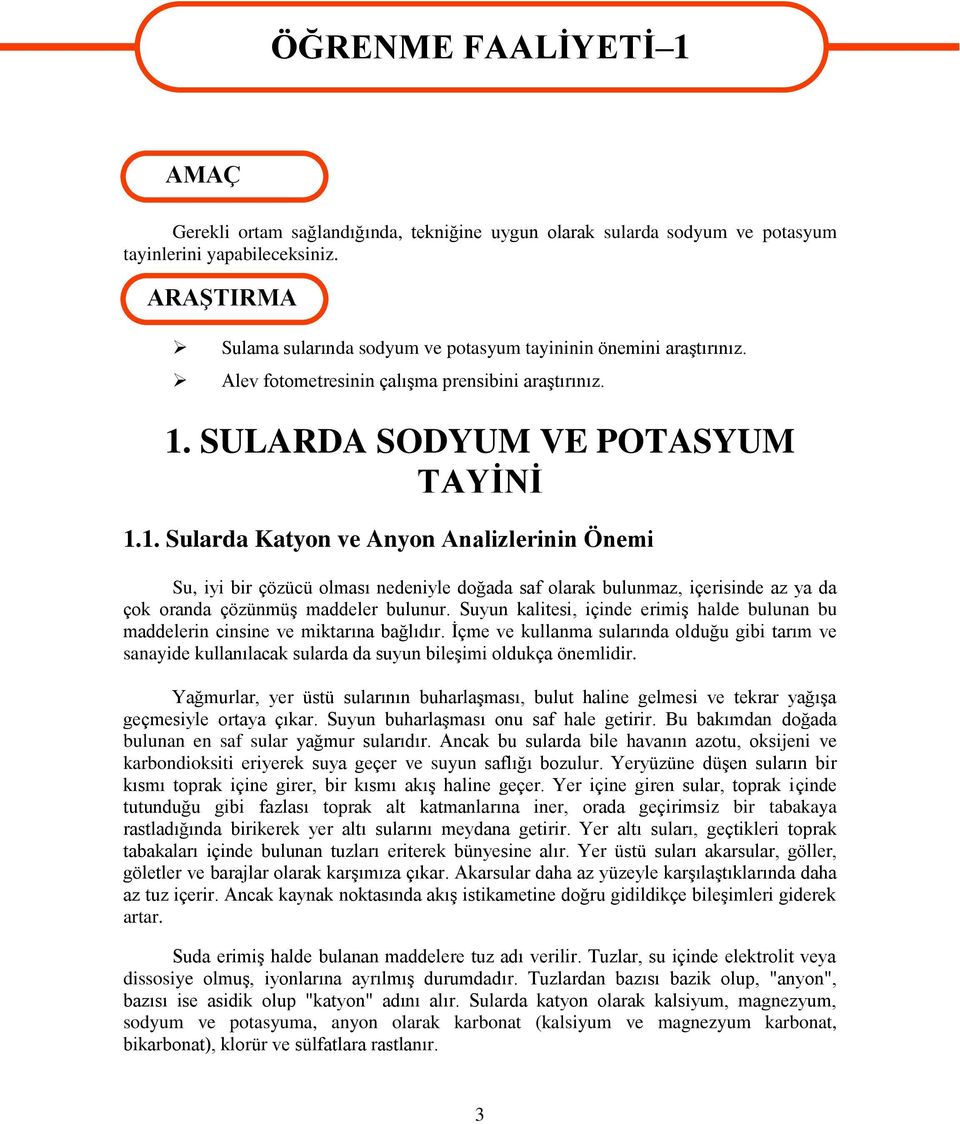 SULARDA SODYUM VE POTASYUM TAYĠNĠ 1.