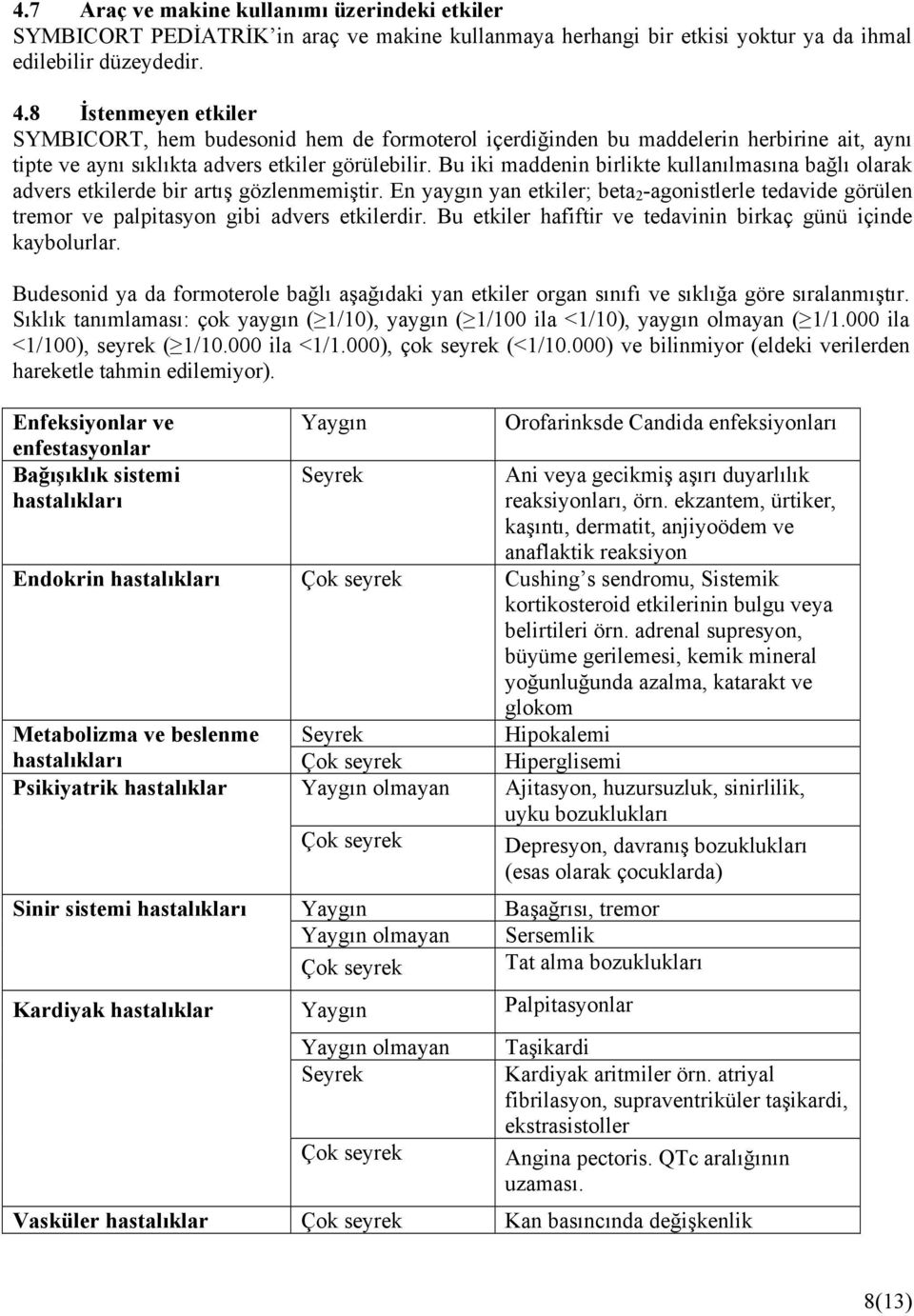 Bu iki maddenin birlikte kullanılmasına bağlı olarak advers etkilerde bir artış gözlenmemiştir.