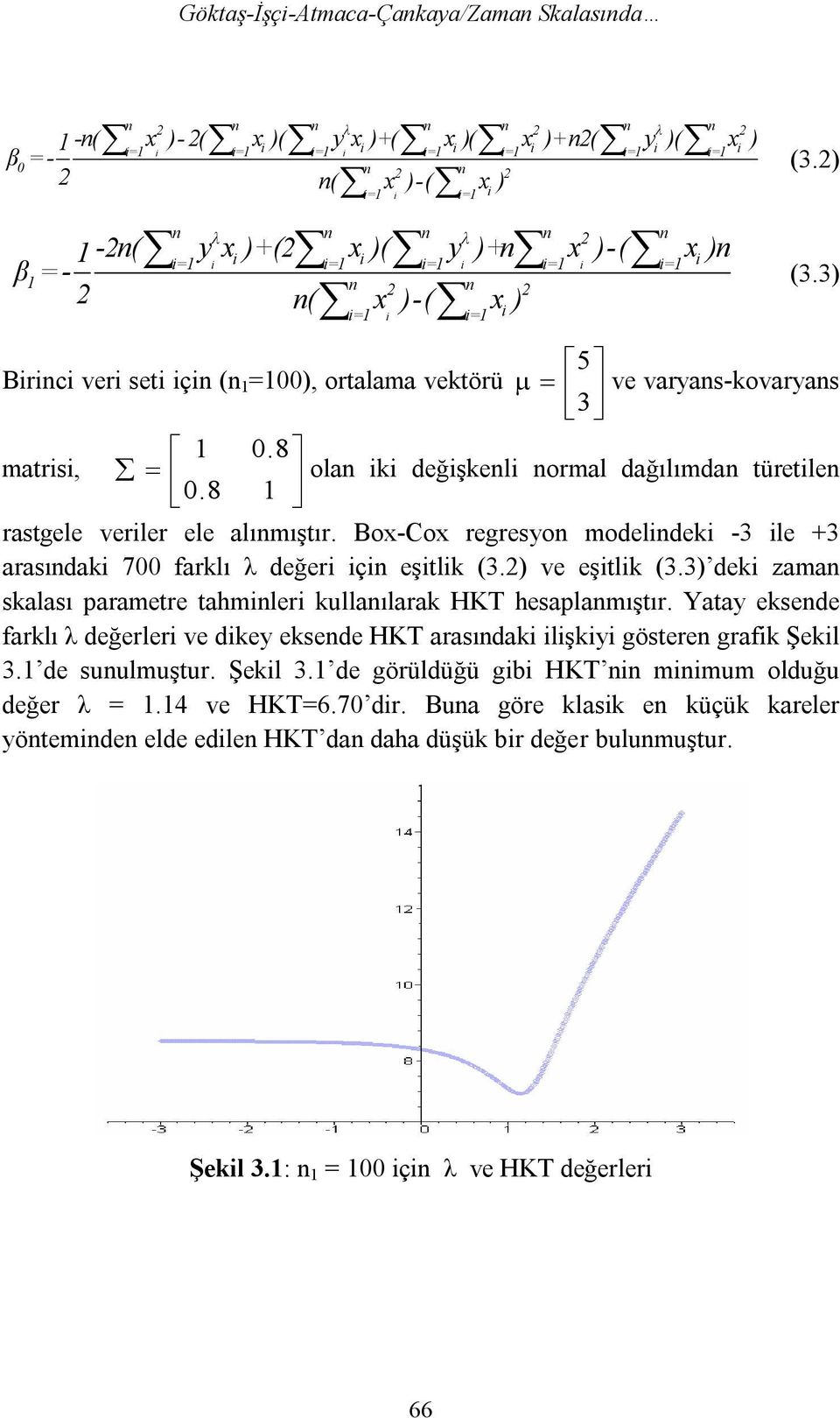 Bo-Co regresyo modeldek -3 le +3 arasıdak 700 arklı λ değer ç eştlk (3.) ve eştlk (3.3) dek zama skalası parametre tahmler kullaılarak HKT hesaplamıştır.