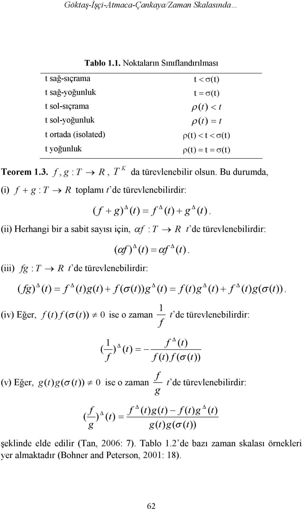 Bu durumda, g : T R toplamı t de türevleeblrdr: ( g) ( ( g (. () Herhag br a sabt sayısı ç, : T R t de türevleeblrdr: t t () ( ) ( (.