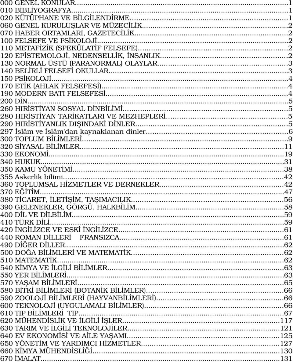 ..4 190 MODERN BATI FELSEFES...4 200 D N...5 260 HIR ST YAN SOSYAL D NB L M...5 280 HIR ST YAN TAR KATLARI VE MEZHEPLER...5 290 HIR ST YANLIK DIfiINDAK D NLER.