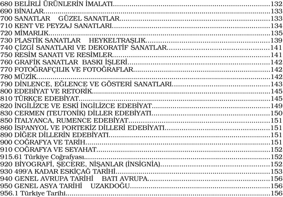 ..142 790 D NLENCE, E LENCE VE GÖSTER SANATLARI...143 800 EDEB YAT VE RETOR K...145 810 TÜRKÇE EDEB YAT...145 820 NG L ZCE VE ESK NG L ZCE EDEB YAT...149 830 CERMEN (TEUTON K) D LLER EDEB YATI.