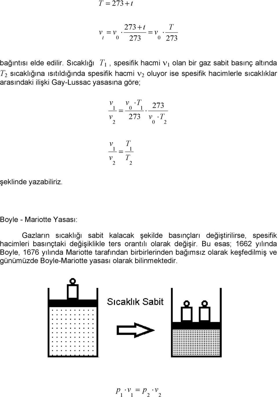 arasındai ilişi Gay-Lussac yasasına göre; 73 73 şelinde yazabiliriz.