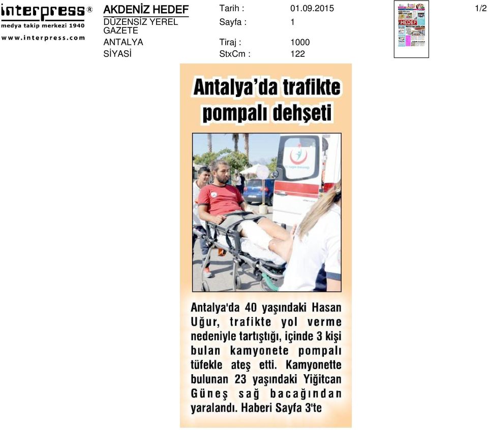 Sayfa : 1 GAZETE ANTALYA