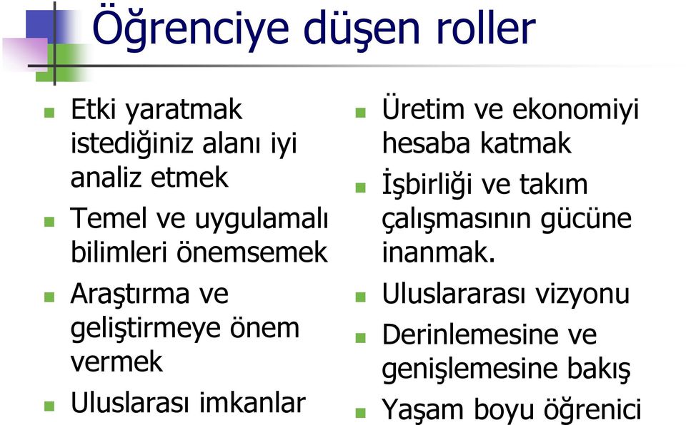 imkanlar Üretim ve ekonomiyi hesaba katmak İşbirliği ve takım çalışmasının gücüne