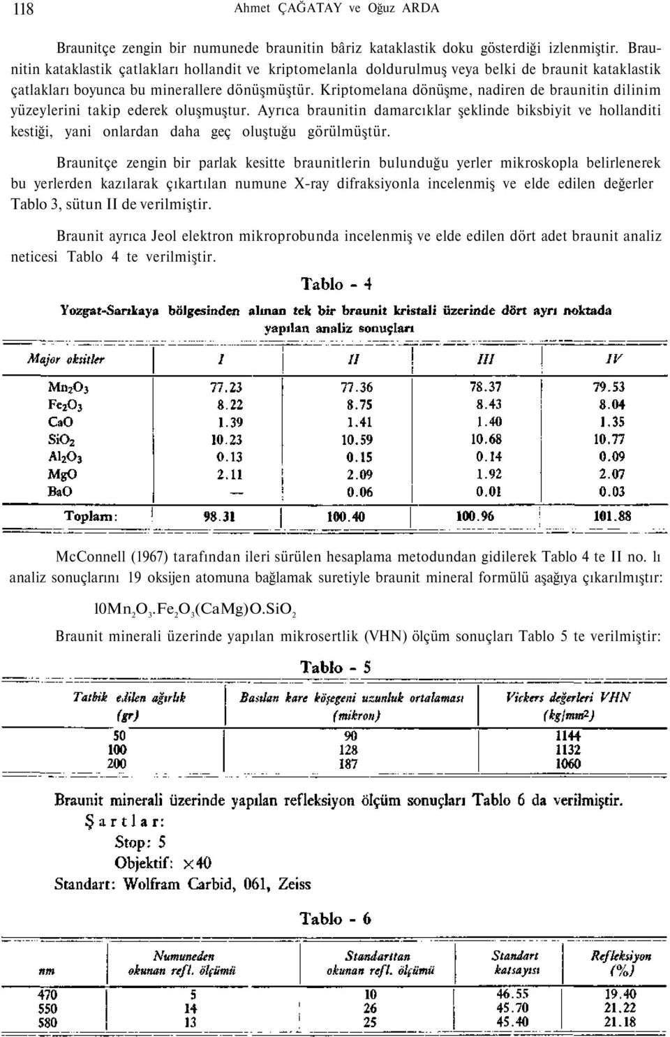 Kriptomelana dönüşme, nadiren de braunitin dilinim yüzeylerini takip ederek oluşmuştur.