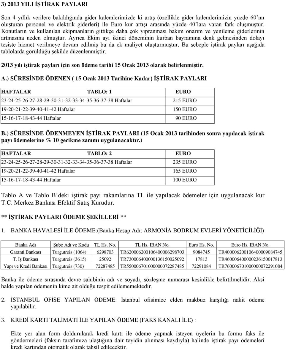 Ayrıca Ekim ayı ikinci döneminin kurban bayramına denk gelmesinden dolayı tesiste hizmet verilmeye devam edilmiş bu da ek maliyet oluşturmuştur.