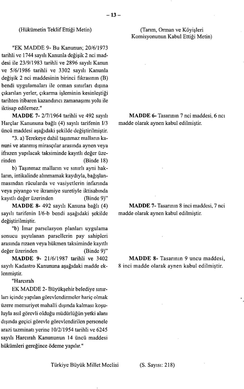 yolu ile iktisap edilemez." MADDE 7-2/7/1964 tarihli ve 492 sayılı Harçlar Kanununa bağlı (4) sayılı tarifenin 1/3 üncü maddesi aşağıdaki şekilde değiştirilmiştir. "3.