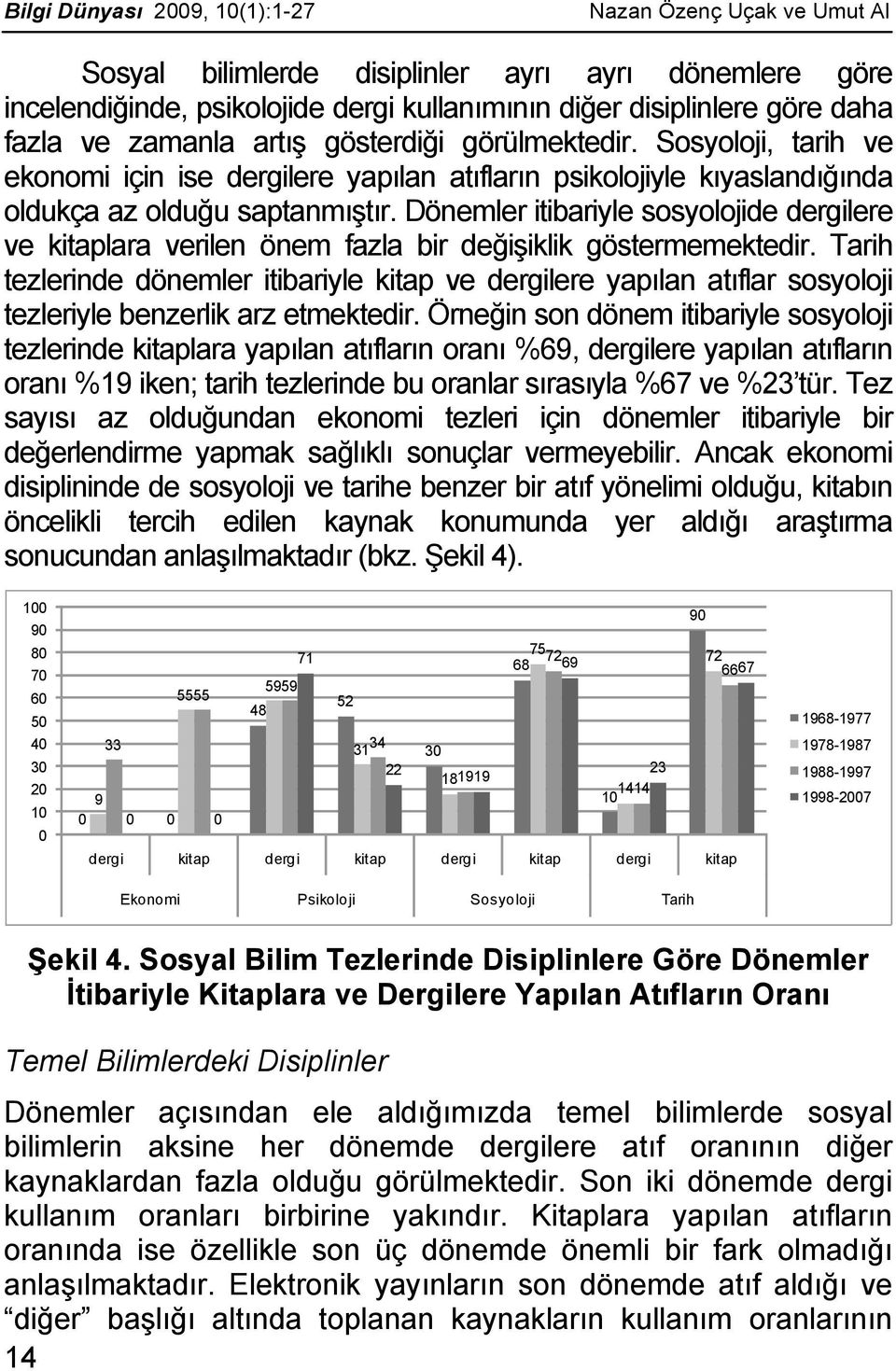 Dönemler itibariyle sosyolojide dergilere ve kitaplara verilen önem fazla bir değişiklik göstermemektedir.