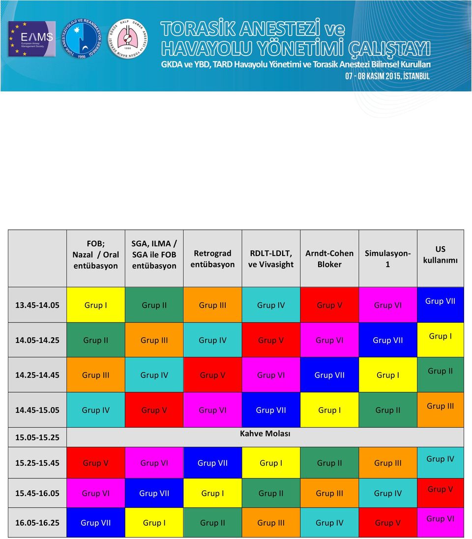 45 Grup III Grup IV Grup V Grup VI Grup VII Grup I Grup II 14.4515.05 Grup IV Grup V Grup VI Grup VII Grup I Grup II Grup III Kahve Molası 15.0515.25 15.2515.