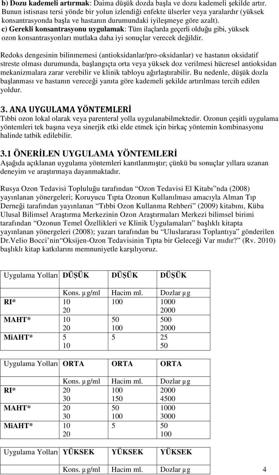 c) Gerekli konsantrasyonu uygulamak: Tüm ilaçlarda geçerli olduğu gibi, yüksek ozon konsantrasyonları mutlaka daha iyi sonuçlar verecek değildir.