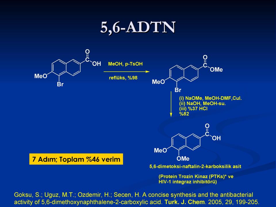 Trozin Kinaz (PTKs)* ve HIV-1 integraz inhibitörü) Goksu, S.; Uguz, M.T.; zdemir, H.; Secen, H.