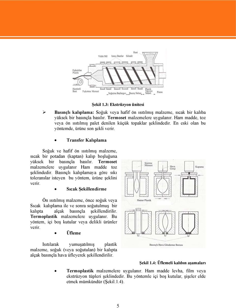 Transfer Kalıplama Soğuk ve hafif ön ısıtılmış malzeme, sıcak bir potadan (kaptan) kalıp boşluğuna yüksek bir basınçla basılır. Termoset malzemelere uygulanır Ham madde toz şeklindedir.