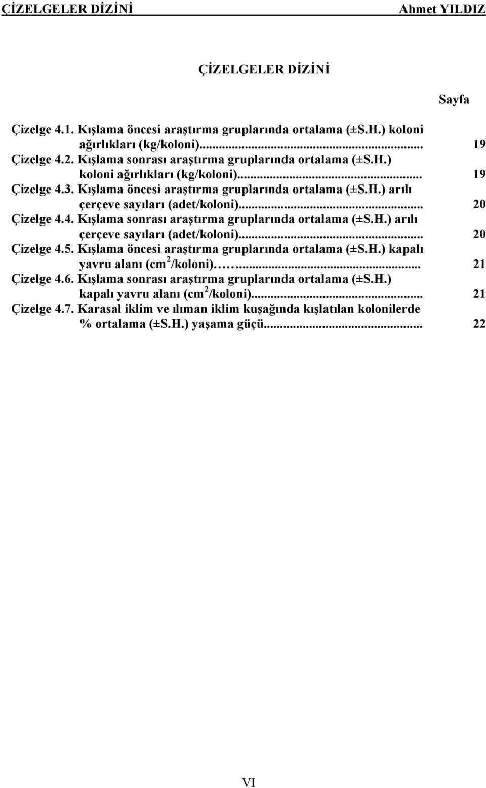 .. 20 Çizelge 4.4. Kışlama sonrası araştırma gruplarında ortalama (±S.H.) arılı çerçeve sayıları (adet/koloni)... 20 Çizelge 4.5. Kışlama öncesi araştırma gruplarında ortalama (±S.H.) kapalı yavru alanı (cm 2 /koloni).