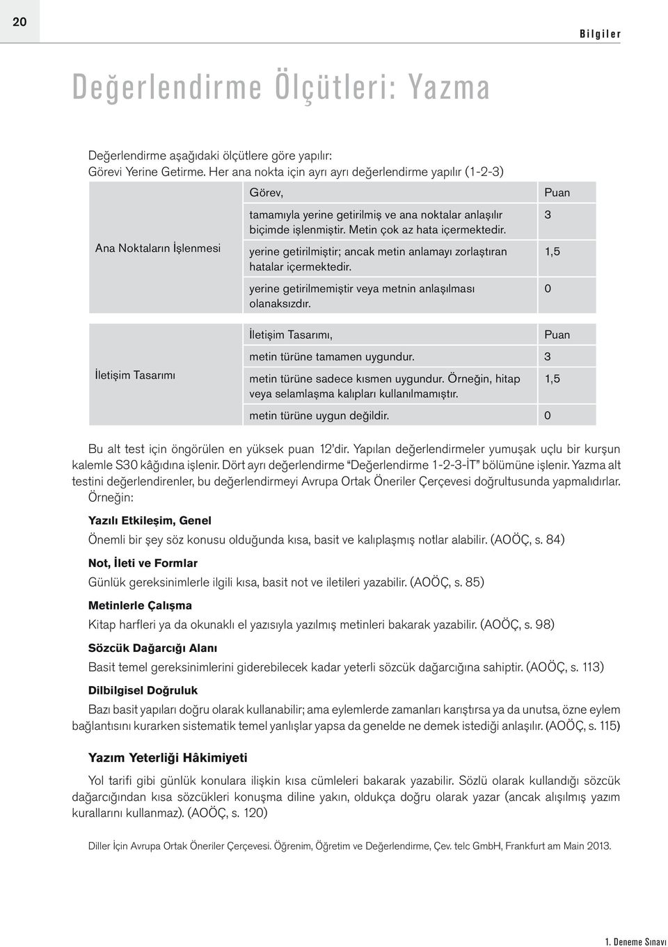 yerine getirilmiştir; ancak metin anlamayı zorlaştıran hatalar içermektedir. yerine getirilmemiştir veya metnin anlaşılması olanaksızdır.