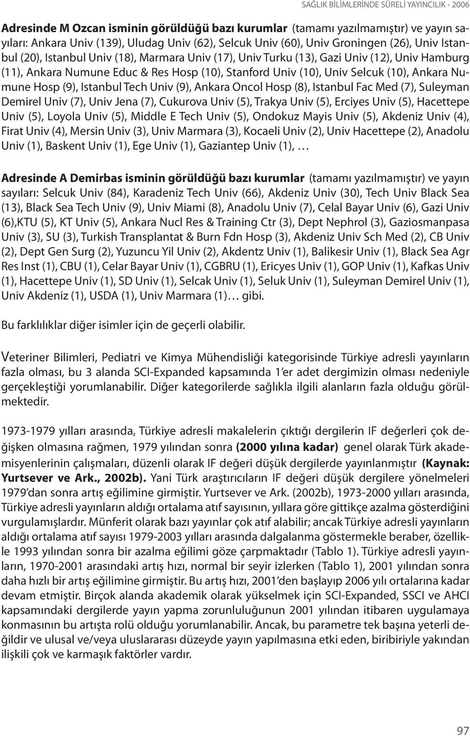 (10), Ankara Numune Hosp (9), Istanbul Tech Univ (9), Ankara Oncol Hosp (8), Istanbul Fac Med (7), Suleyman Demirel Univ (7), Univ Jena (7), Cukurova Univ (5), Trakya Univ (5), Erciyes Univ (5),