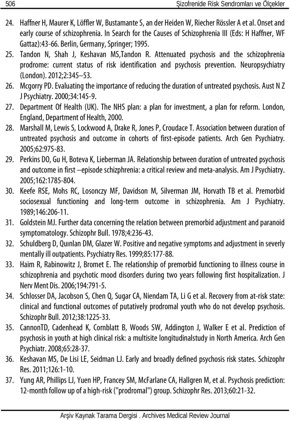 Attenuated psychosis and the schizophrenia prodrome: current status of risk identification and psychosis prevention. Neuropsychiatry (London). 2012;2:345 53. 26. Mcgorry PD.