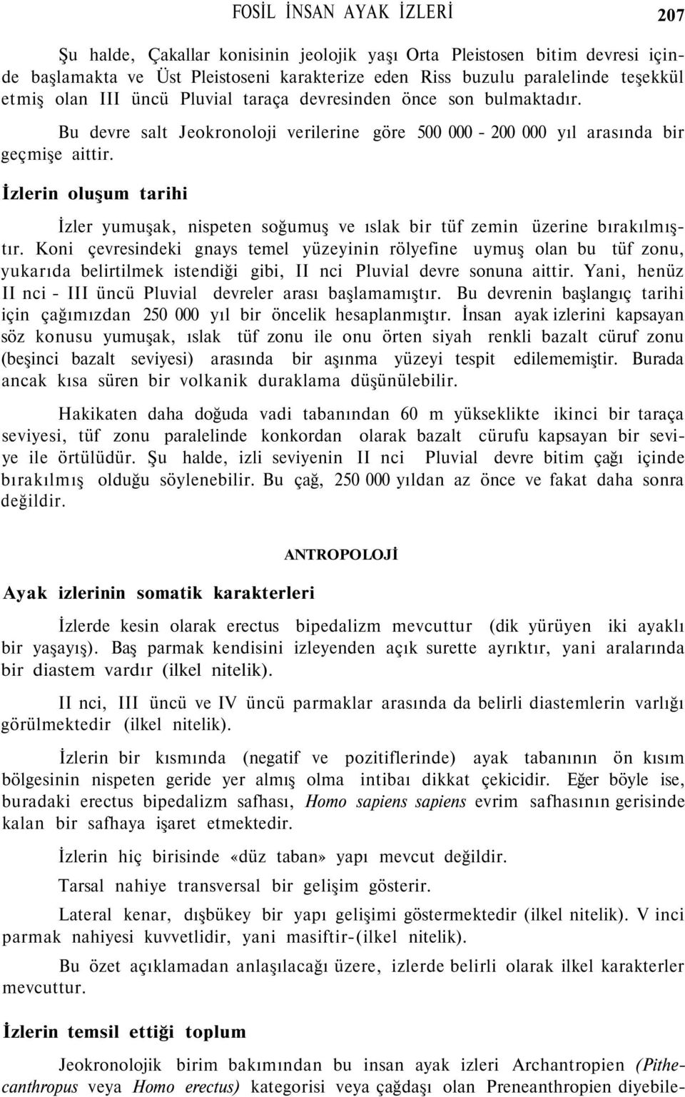 İzlerin oluşum tarihi İzler yumuşak, nispeten soğumuş ve ıslak bir tüf zemin üzerine bırakılmıştır.