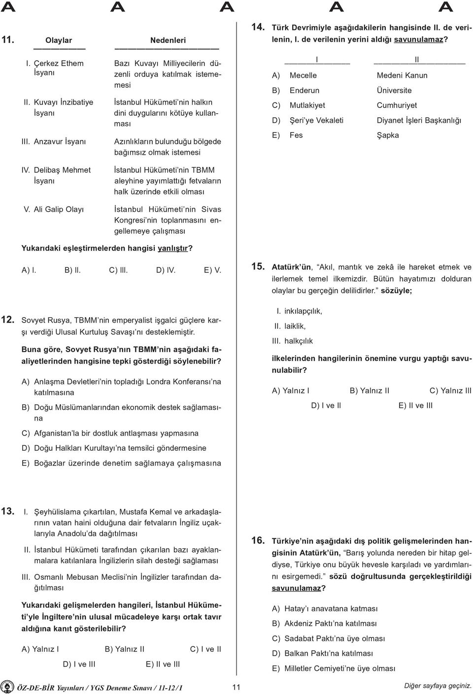 de verilenin yerini aldýðý savunulamaz? I II A) Mecelle Medeni Kanun B) Enderun Üniversite C) Mutlakiyet Cumhuriyet D) Þeri ye Vekaleti Diyanet Ýþleri Baþkanlýðý E) Fes Þapka IV.