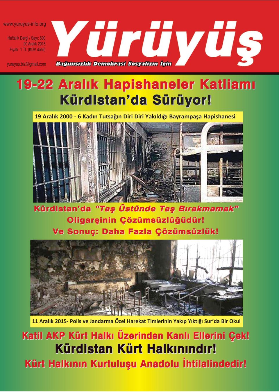 19 Aralık 2000 6 Kadın Tutsağın Diri Diri Yakıldığı Bayrampaşa Hapishanesi Kürdistan da Taş Üstünde Taş Bırakmamak Oligarşinin