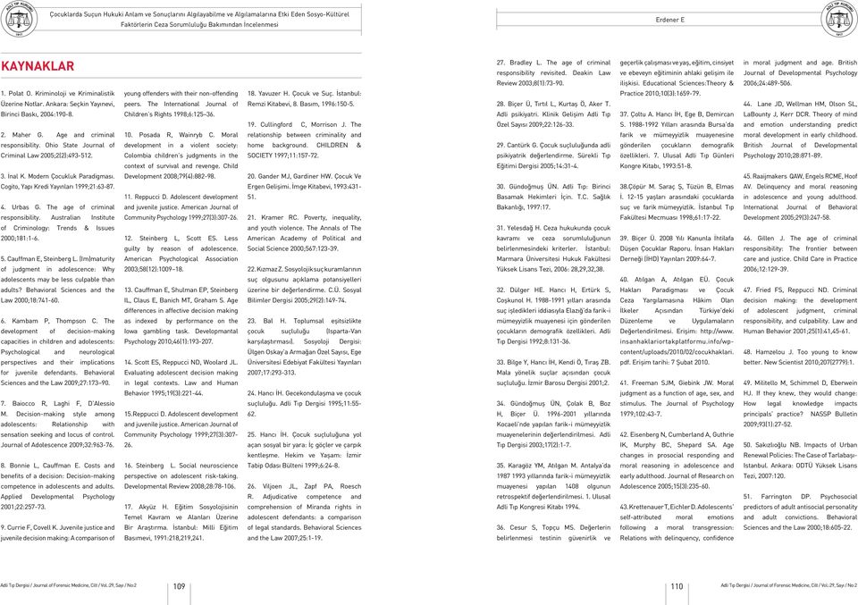 Australian Institute of Criminology: Trends & Issues 2000;181:1-6. 5. Cauffman E, Steinberg L. (Im)maturity of judgment in adolescence: Why adolescents may be less culpable than adults?