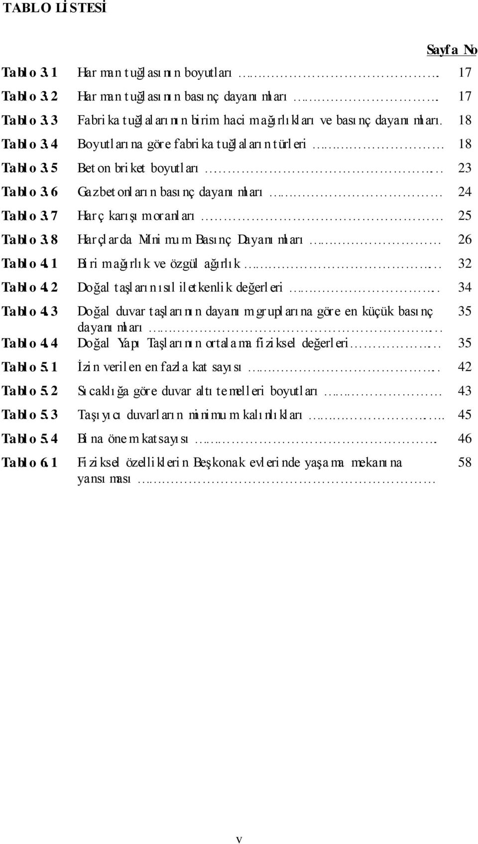 7 Harç karışı moranları 25 Tabl o 3. 8 Harçlarda Mi ni mu m Basınç Dayanı ml arı 26 Tabl o 4. 1 Bi ri mağırlık ve özgül ağırlık... 32 Tabl o 4. 2 Doğal taşları n ısıl ilet kenlik değerleri.