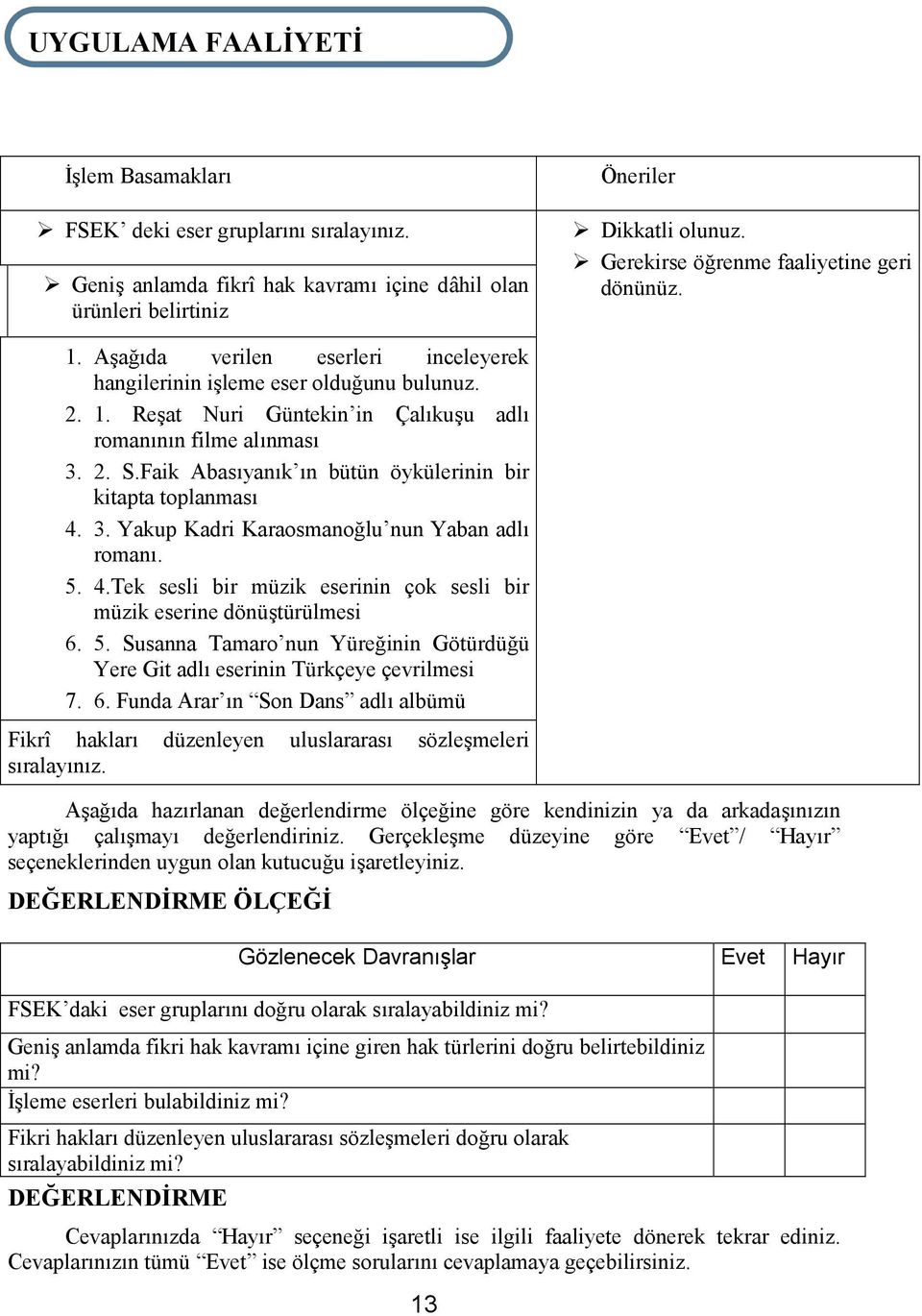 Faik Abasıyanık ın bütün öykülerinin bir kitapta toplanması 4. 3. Yakup Kadri Karaosmanoğlu nun Yaban adlı romanı. 5.