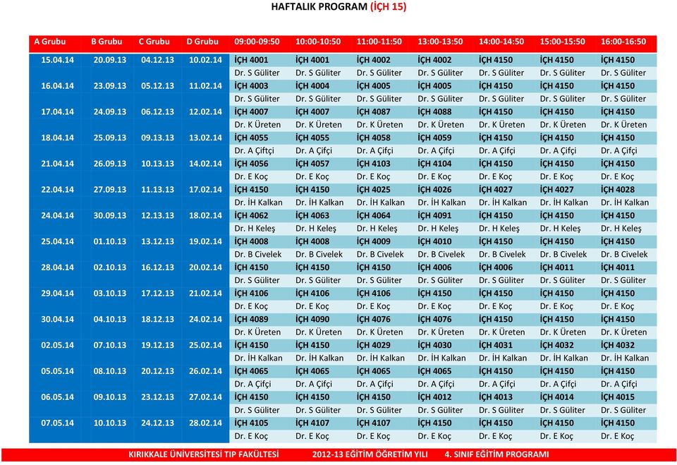 S Güliter Dr. S Güliter Dr. S Güliter Dr. S Güliter Dr. S Güliter Dr. S Güliter Dr. S Güliter 17.04.14 24.09.13 06.12.13 12.02.14 İÇH 4007 İÇH 4007 İÇH 4087 İÇH 4088 İÇH 4150 İÇH 4150 İÇH 4150 Dr.