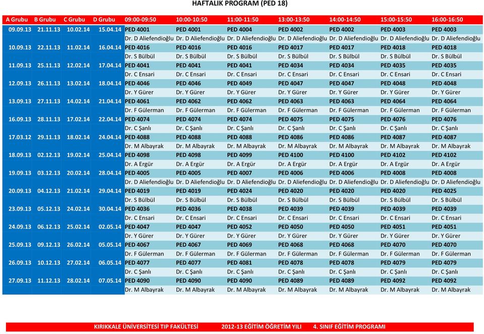 09.13 22.11.13 11.02.14 16.04.14 PED 4016 PED 4016 PED 4016 PED 4017 PED 4017 PED 4018 PED 4018 Dr. S Bülbül Dr. S Bülbül Dr. S Bülbül Dr. S Bülbül Dr. S Bülbül Dr. S Bülbül Dr. S Bülbül 11.09.13 25.