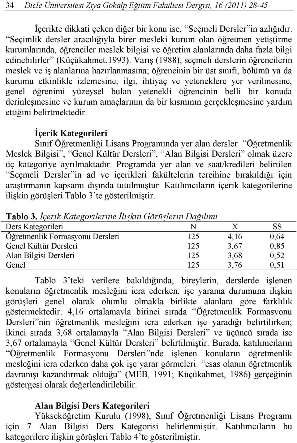 Varış (1988), seçmeli derslerin öğrencilerin meslek ve iş alanlarına hazırlanmasına; öğrencinin bir üst sınıfı, bölümü ya da kurumu etkinlikle izlemesine; ilgi, ihtiyaç ve yeteneklere yer