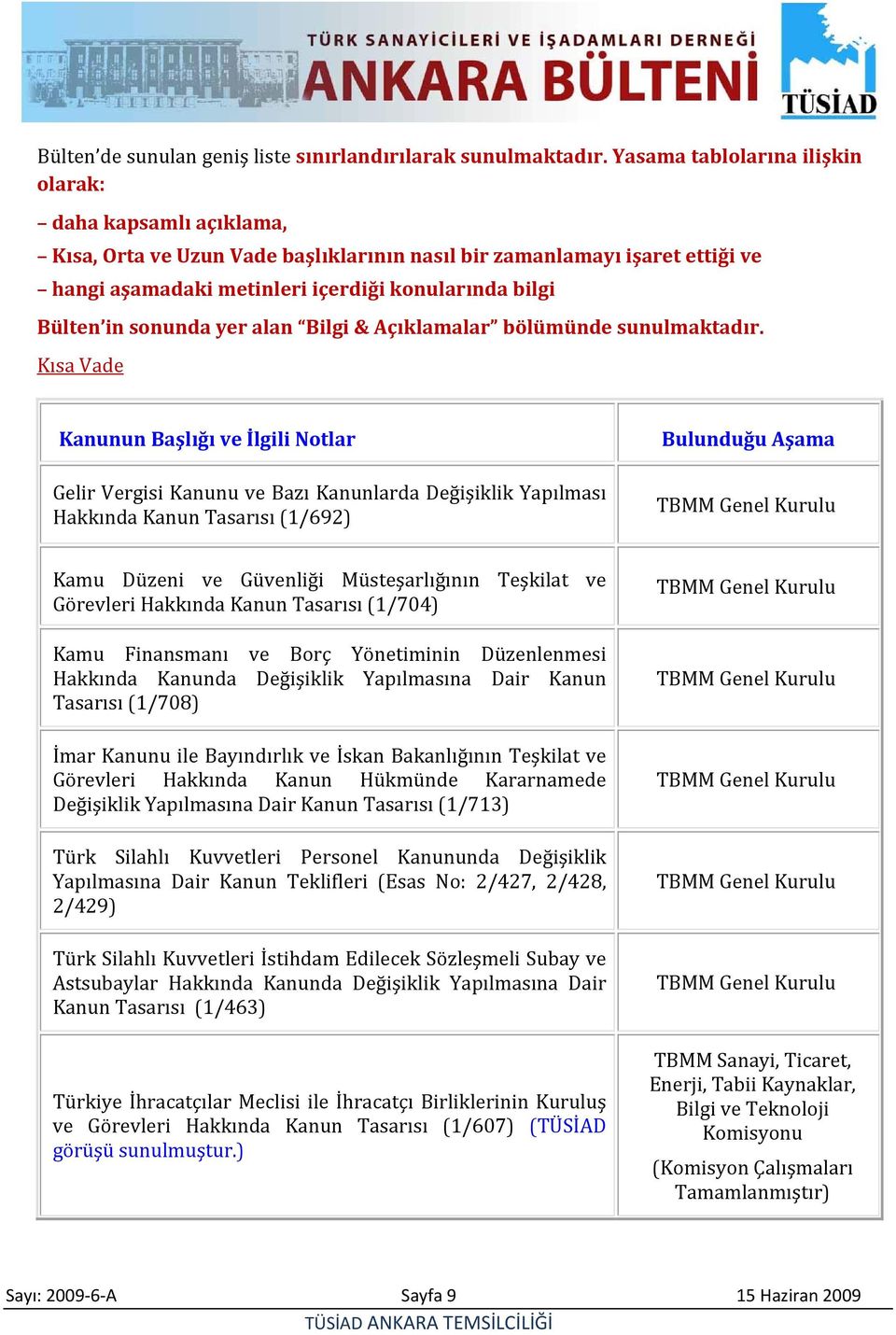 sonunda yer alan Bilgi & Açıklamalar bölümünde sunulmaktadır.