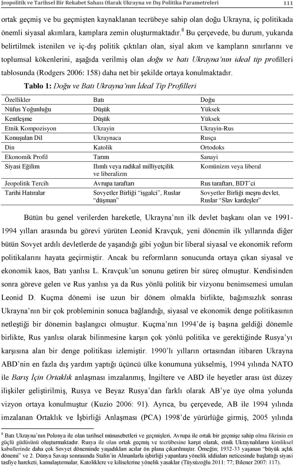 8 Bu çerçevede, bu durum, yukarıda belirtilmek istenilen ve iç-dış politik çıktıları olan, siyal akım ve kampların sınırlarını ve toplumsal kökenlerini, aşağıda verilmiş olan doğu ve batı Ukrayna nın