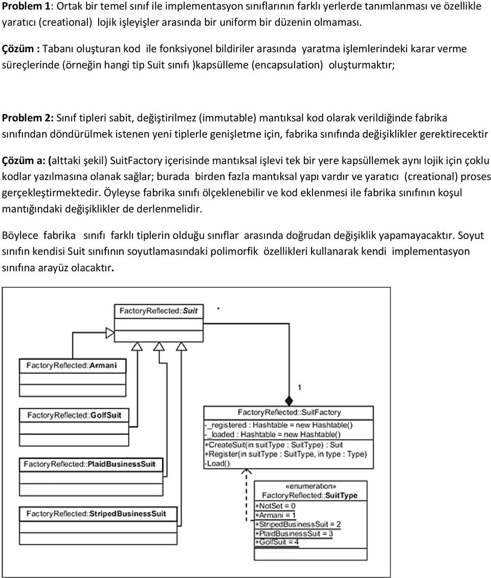 Sınıf tipleri sabit, değiştirilmez (immutable) mantıksal kod olarak verildiğinde fabrika sınıfından döndürülmek istenen yeni tiplerle genişletme için, fabrika sınıfında değişiklikler gerektirecektir