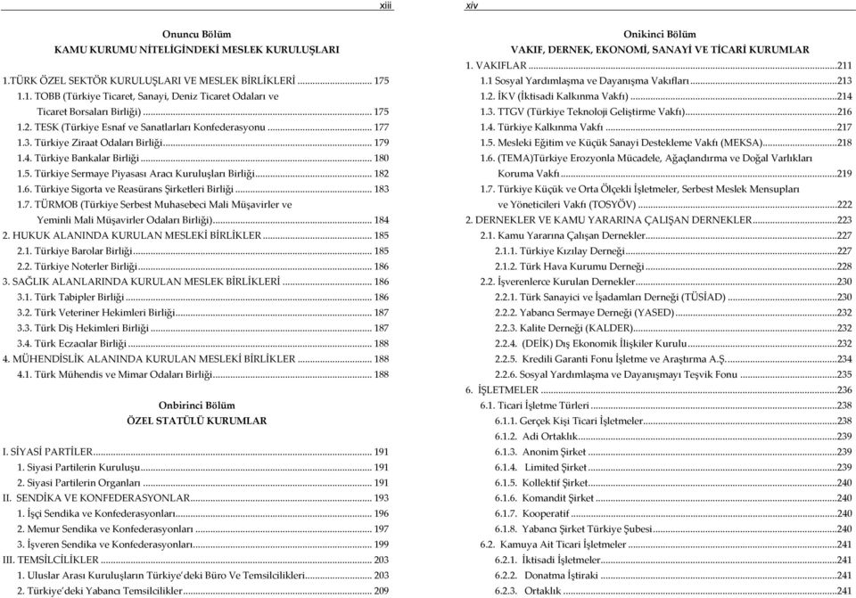 .. 182 1.6. Türkiye Sigorta ve Reasürans Şirketleri Birliği... 183 1.7. TÜRMOB (Türkiye Serbest Muhasebeci Mali Müşavirler ve Yeminli Mali Müşavirler Odaları Birliği)... 184 2.