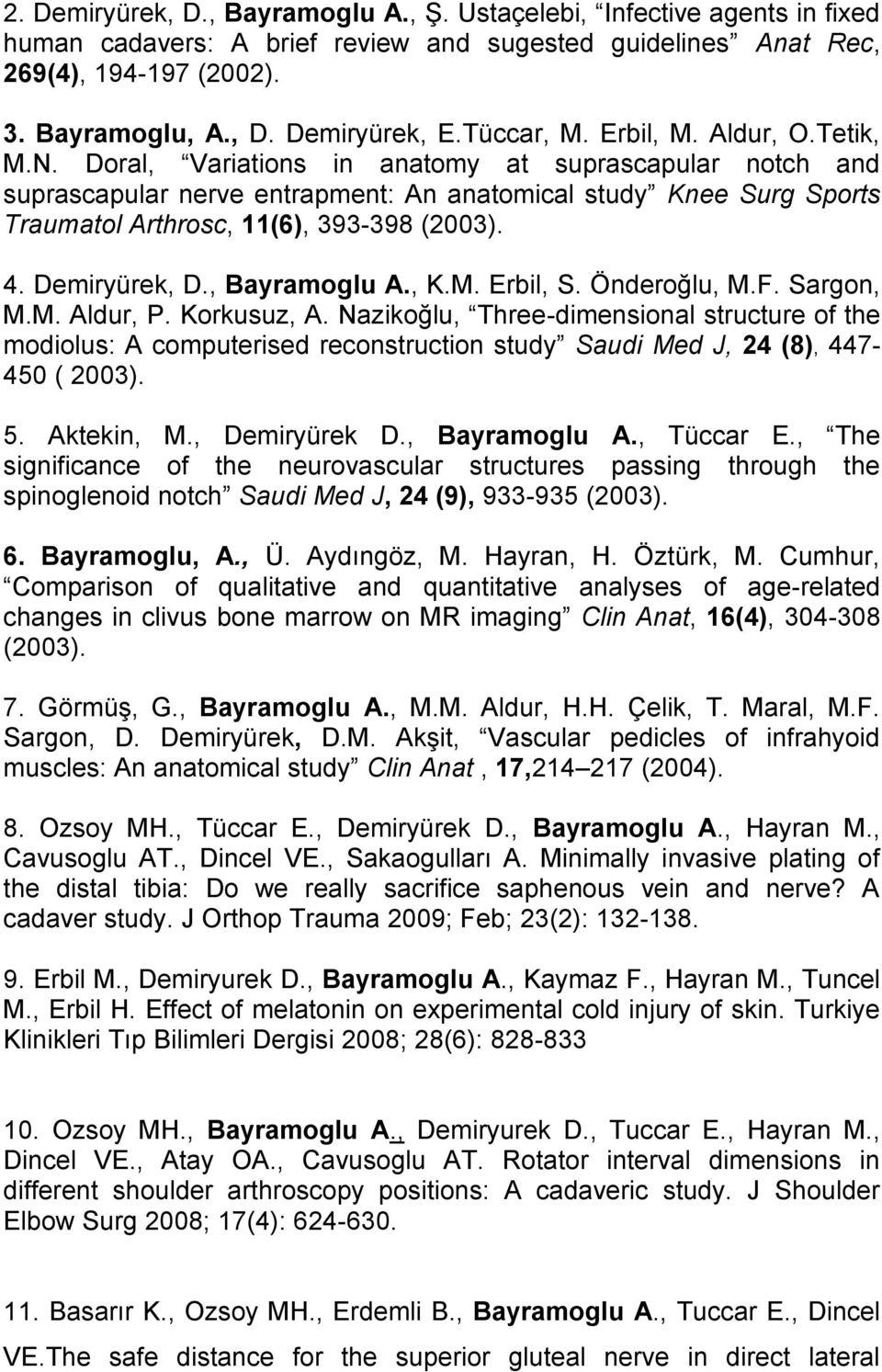 Doral, Variations in anatomy at suprascapular notch and suprascapular nerve entrapment: An anatomical study Knee Surg Sports Traumatol Arthrosc, 11(6), 393-398 (2003). 4. Demiryürek, D., Bayramoglu A.