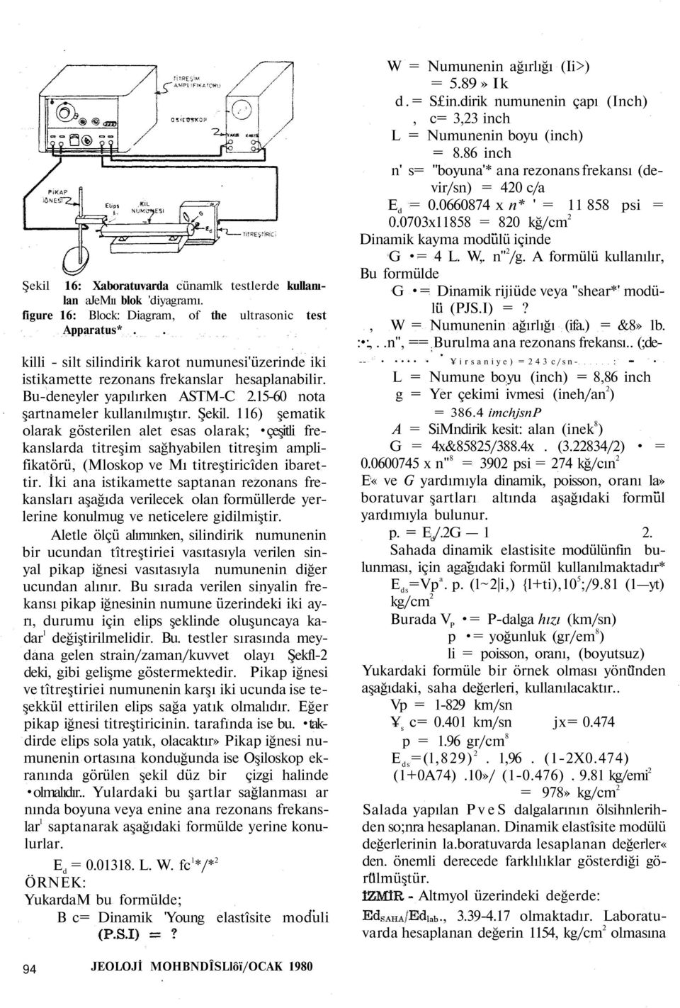 116) şematik olarak gösterilen alet esas olarak; çeşitli frekanslarda titreşim sağhyabilen titreşim amplifikatörü, (Mloskop ve Mı titreştiricîden ibarettir.