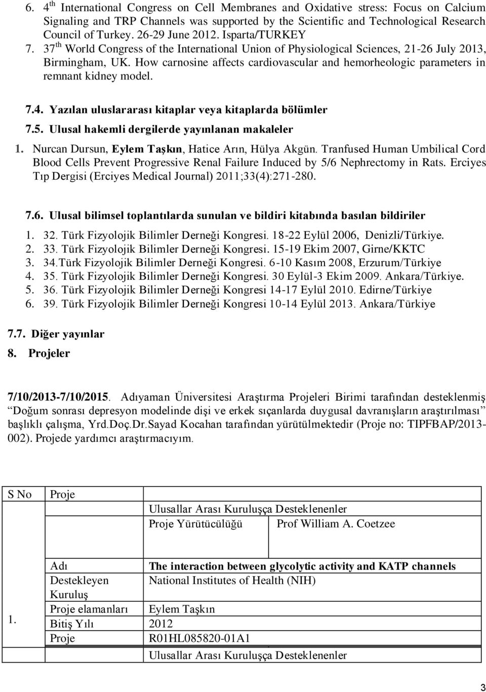 How carnosine affects cardiovascular and hemorheologic parameters in remnant kidney model. 7.4. Yazılan uluslararası kitaplar veya kitaplarda bölümler 7.5.