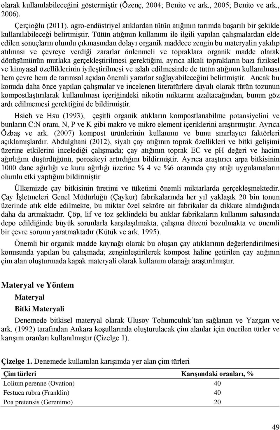 Tütün atığının kullanımı ile ilgili yapılan çalışmalardan elde edilen sonuçların olumlu çıkmasından dolayı organik maddece zengin bu materyalin yakılıp atılması ve çevreye verdiği zararlar önlenmeli