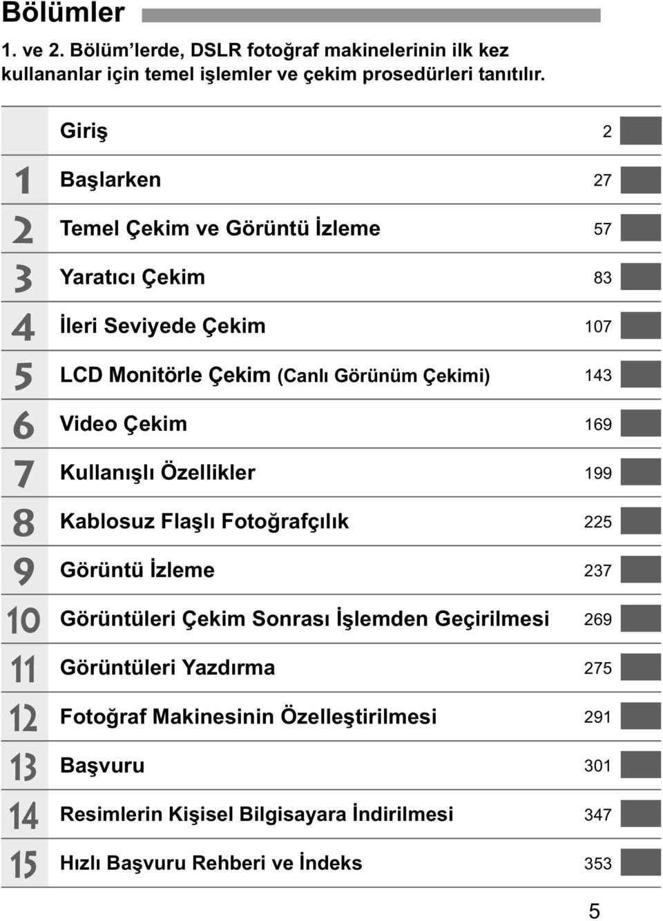 (Canl Görünüm Çekimi) 143 Video Çekim 169 Kullan l Özellikler 199 Kablosuz Fla l Foto rafç l k 225 Görüntü zleme 237 Görüntüleri Çekim Sonras lemden