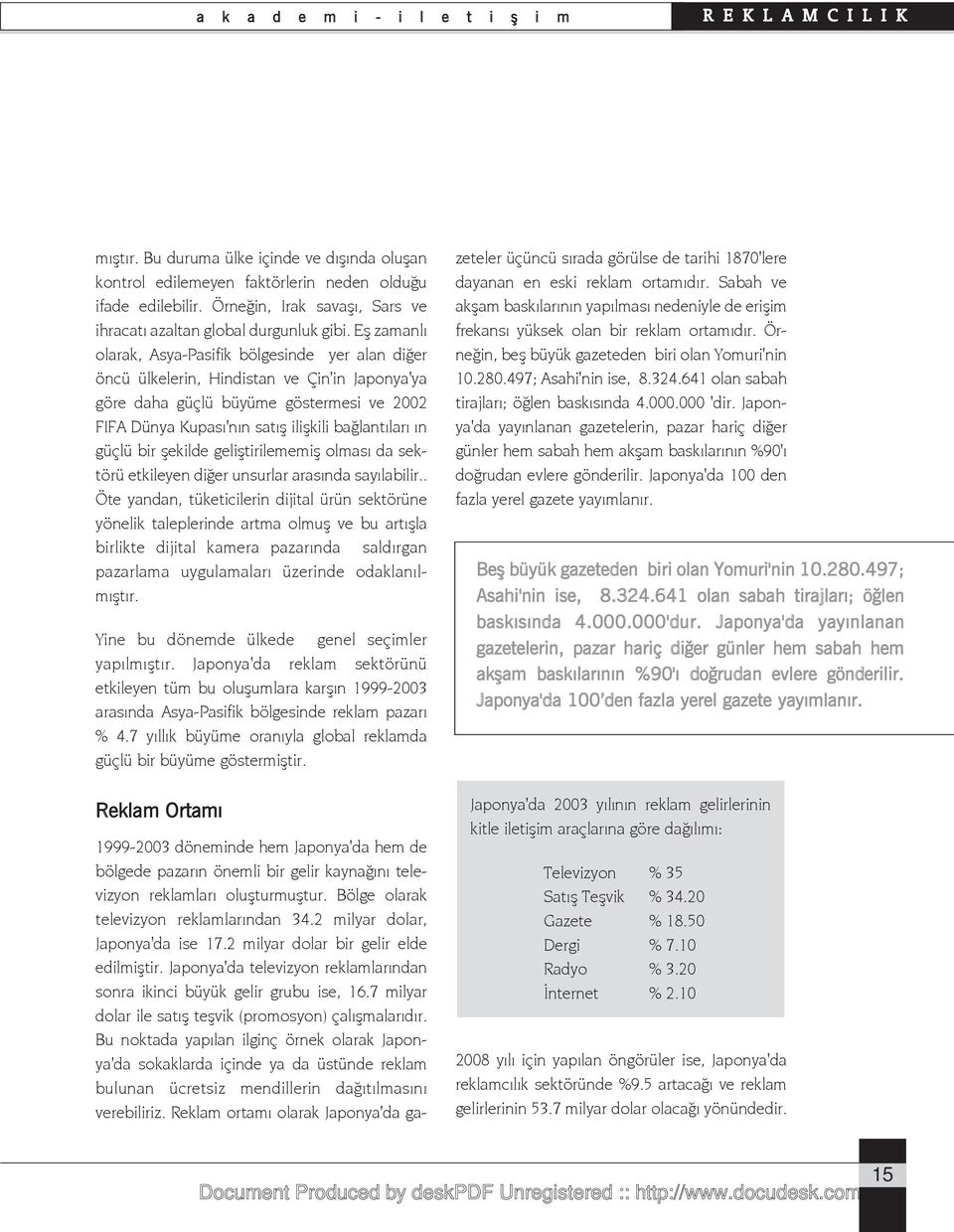 Eþ zamanlý olarak, Asya-Pasifik bölgesinde yer alan diðer öncü ülkelerin, Hindistan ve Çin'in Japonya'ya göre daha güçlü büyüme göstermesi ve 2002 FIFA Dünya Kupasý'nýn satýþ iliþkili baðlantýlarý ýn