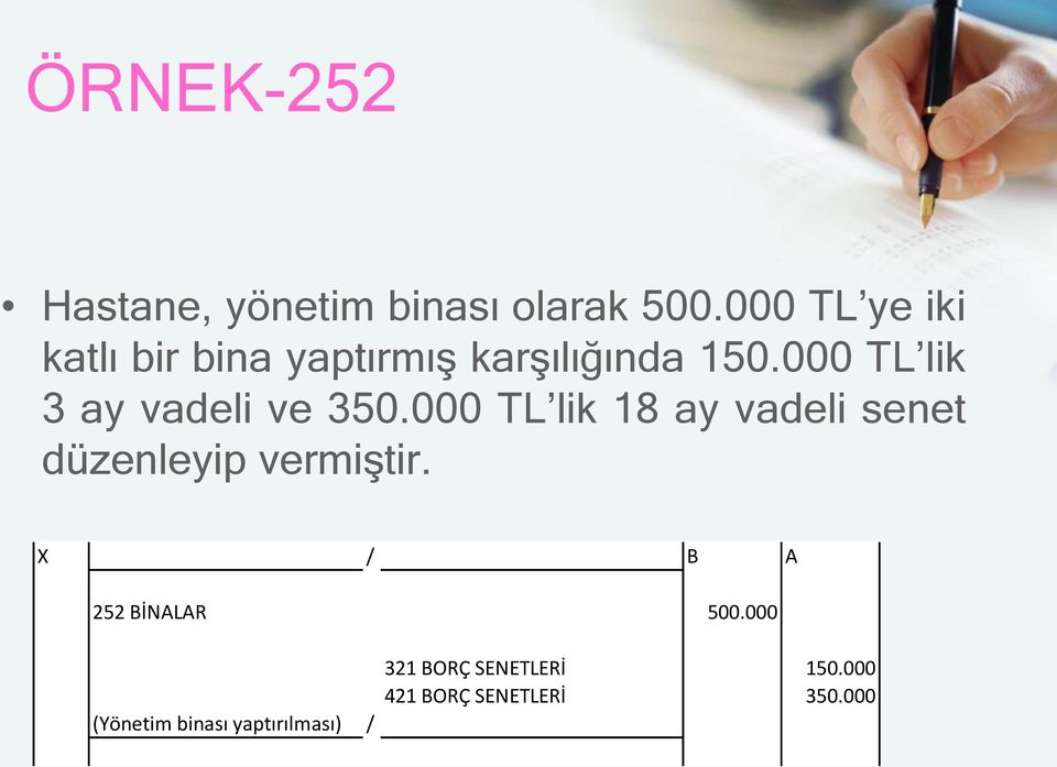 000 TL lik 3 ay vadeli ve 350.