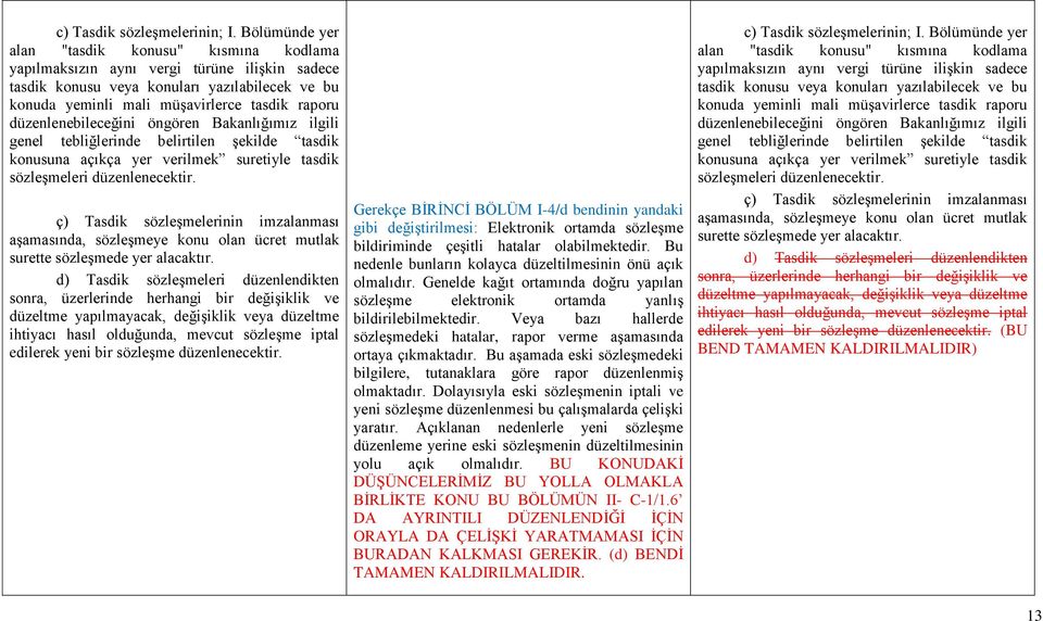 düzenlenebileceğini öngören Bakanlığımız ilgili genel tebliğlerinde belirtilen şekilde tasdik konusuna açıkça yer verilmek suretiyle tasdik sözleşmeleri düzenlenecektir.